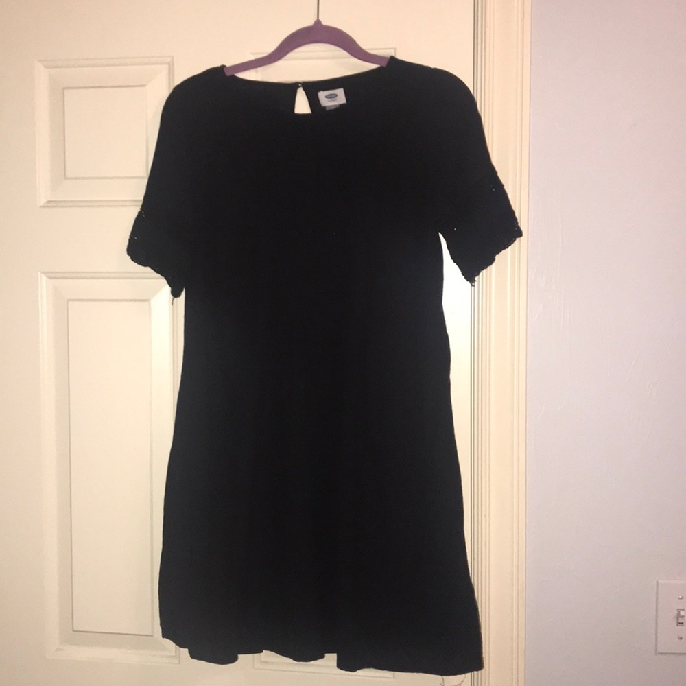 Black Short Sleeve Dress with Detail